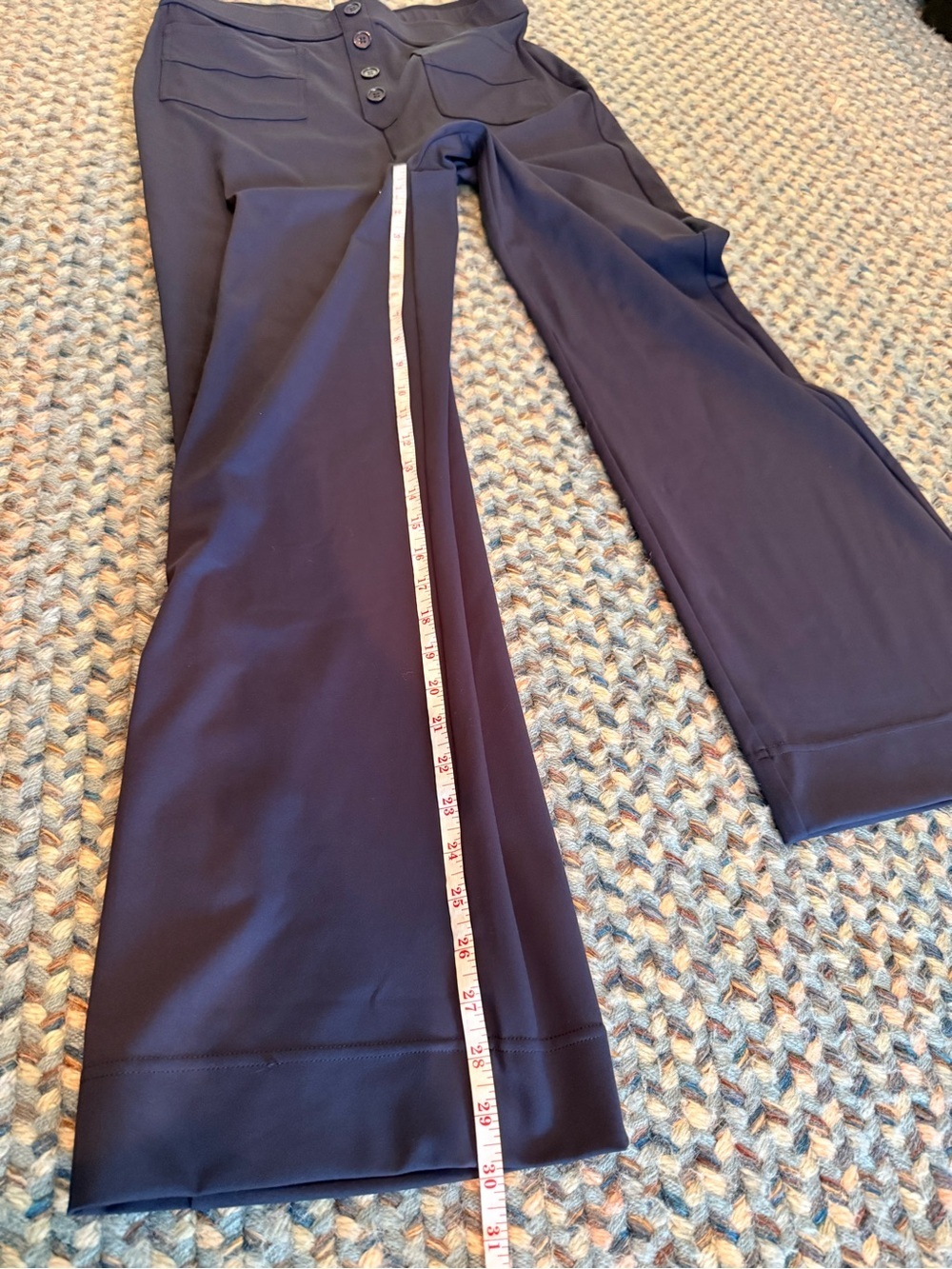 Halara Navy Wide-Leg Button Front Stretch Trouser sz L - Picture 9 of 10